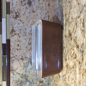 Vintage Pyrex brown refrigerator dish.